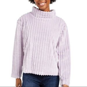 Lavendar cozy ribbed mock neck pullover sweater